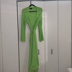 Hanifa Lime Green Cardigan Dress